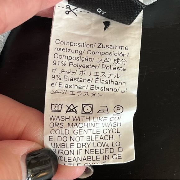 SHEIN stretchy unitard, ruffle hem, pull up, grey and white, sz L, NWOT - Picture 15 of 15